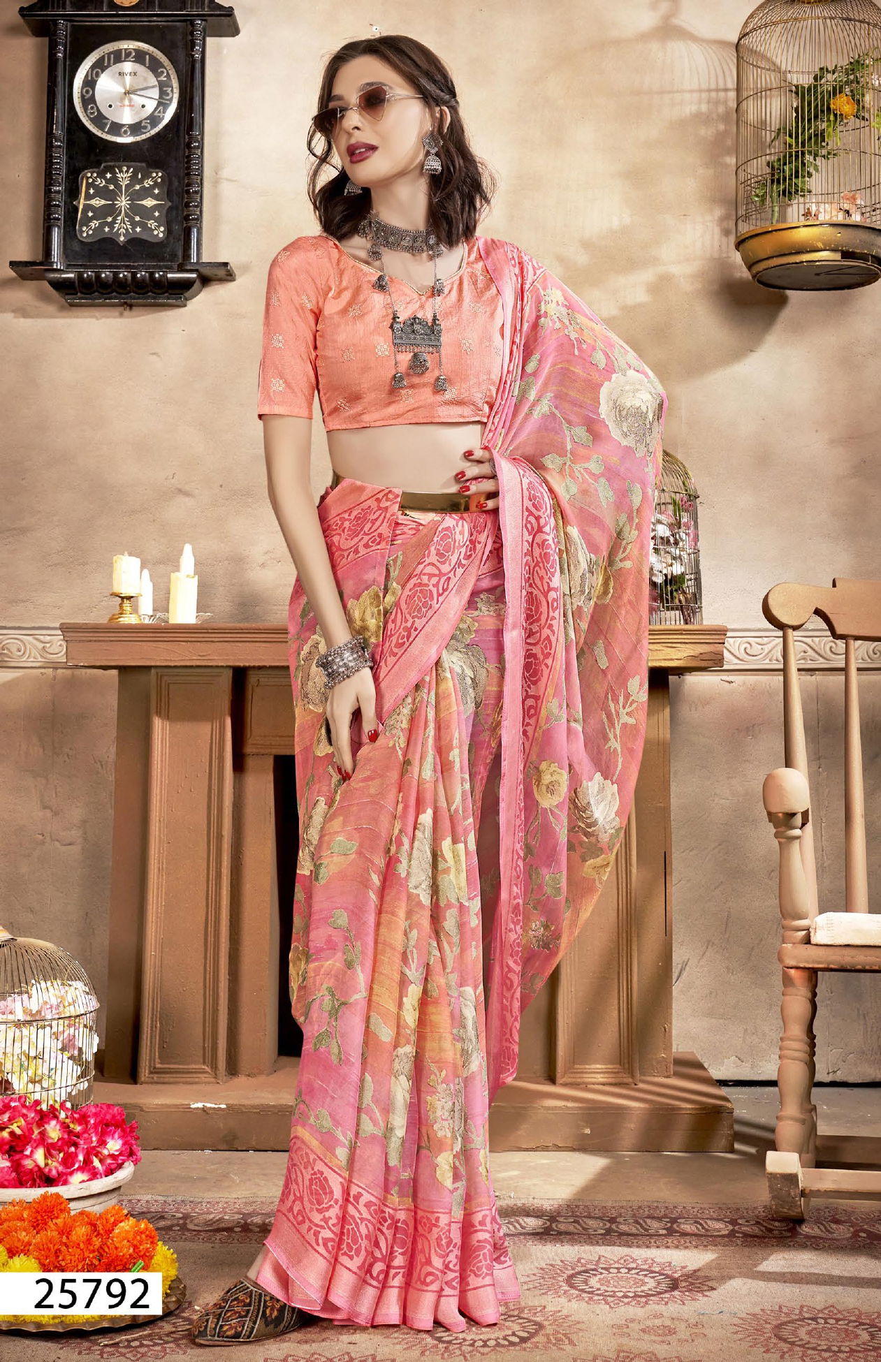 Inaaya By Vallabhi Printed Moss Georgette Sarees Wholesale Market In Surat